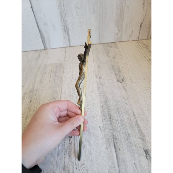 INRI brass metal cross crucifix Jesus Christ Nativity home decor religious - Picture 4 of 7